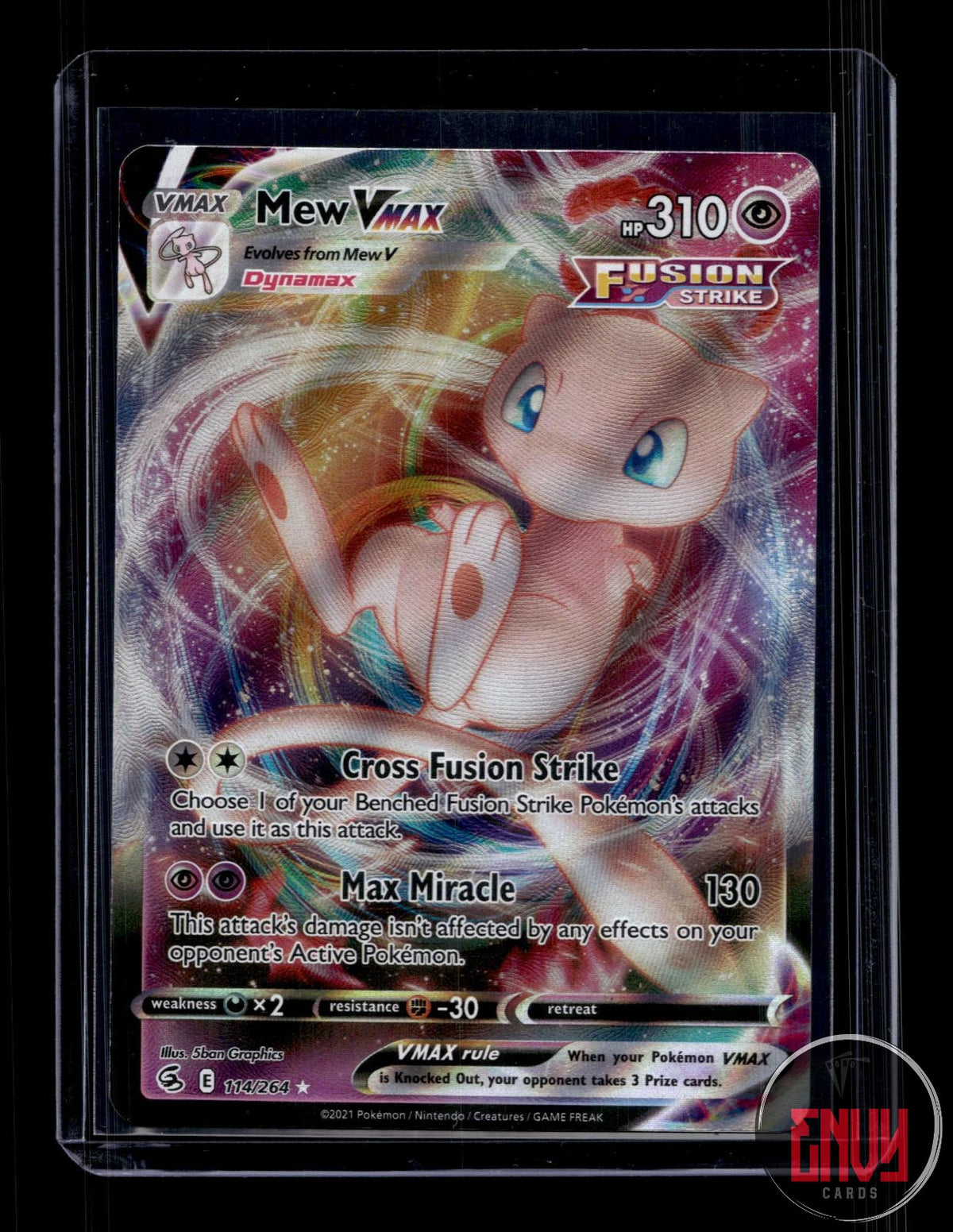 Mew VMAX Near Mint 114/264 VMAX Rare Fusion Strike Pokemon Holo