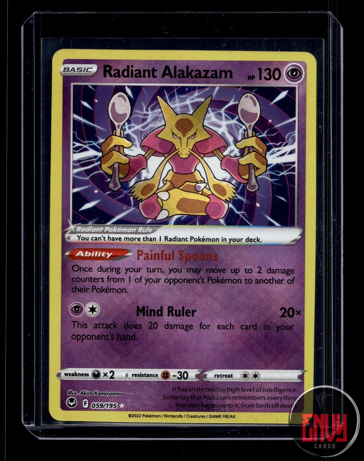 Radiant Alakazam Near Mint 059/195 Radiant Rare Silver Tempest Pokemon