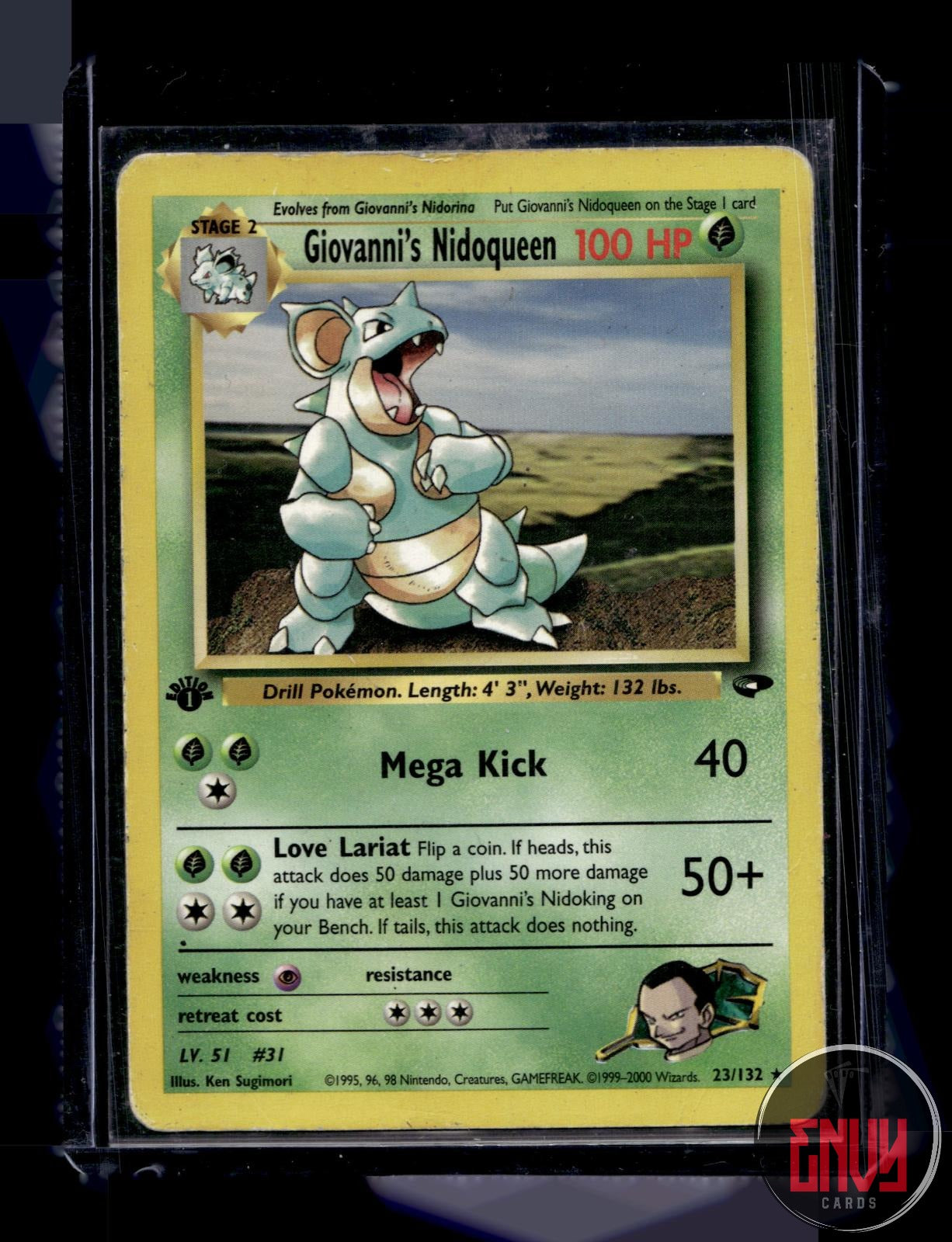 Giovanni's Nidoqueen Damaged 23/132 Rare Gym Challenge Pokemon 1st Edition