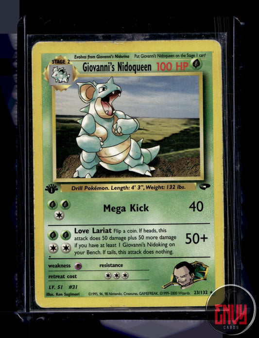 Giovanni's Nidoqueen Damaged 23/132 Rare Gym Challenge Pokemon 1st Edition