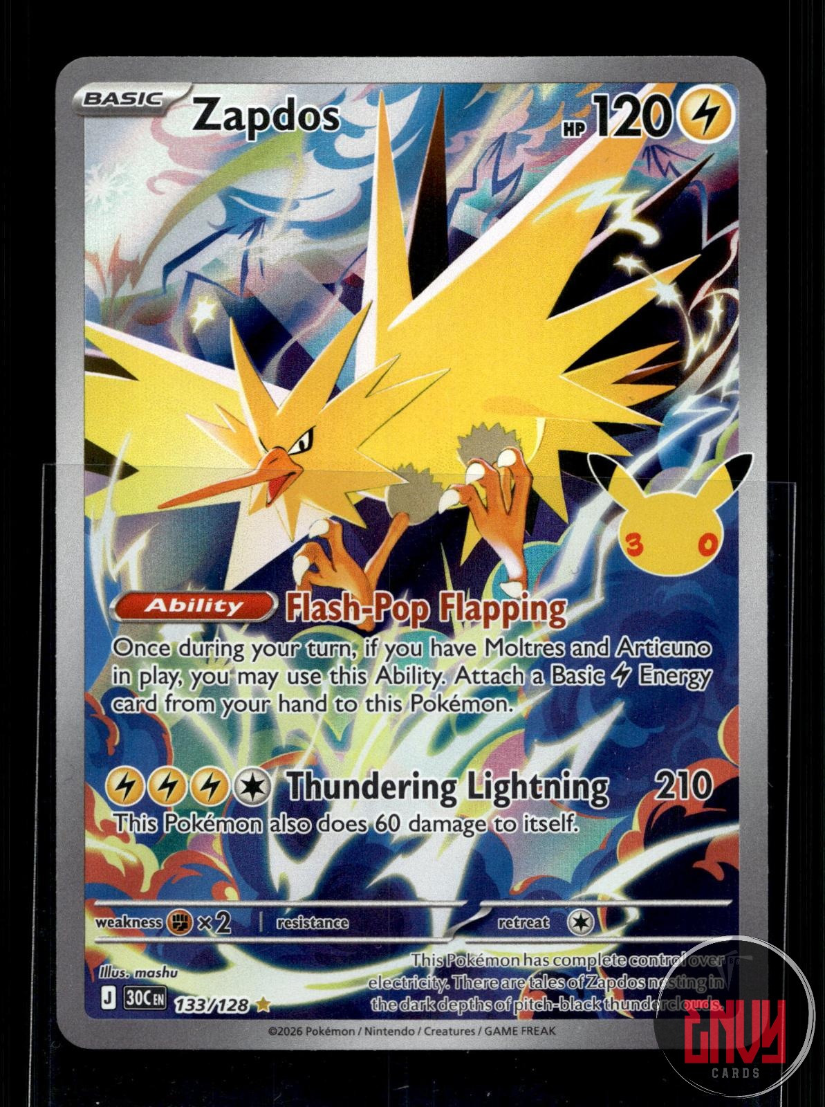 Zapdos NM 133/128 IR ME: 30th Celebration Pokemon Holo