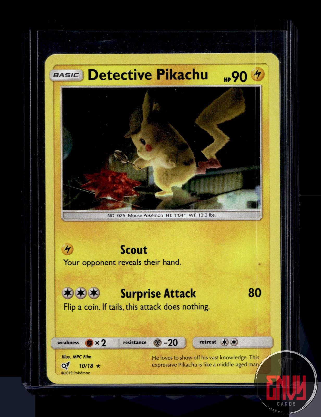 Detective Pikachu Near Mint 10/18 Rare Detective Pikachu Pokemon Holo