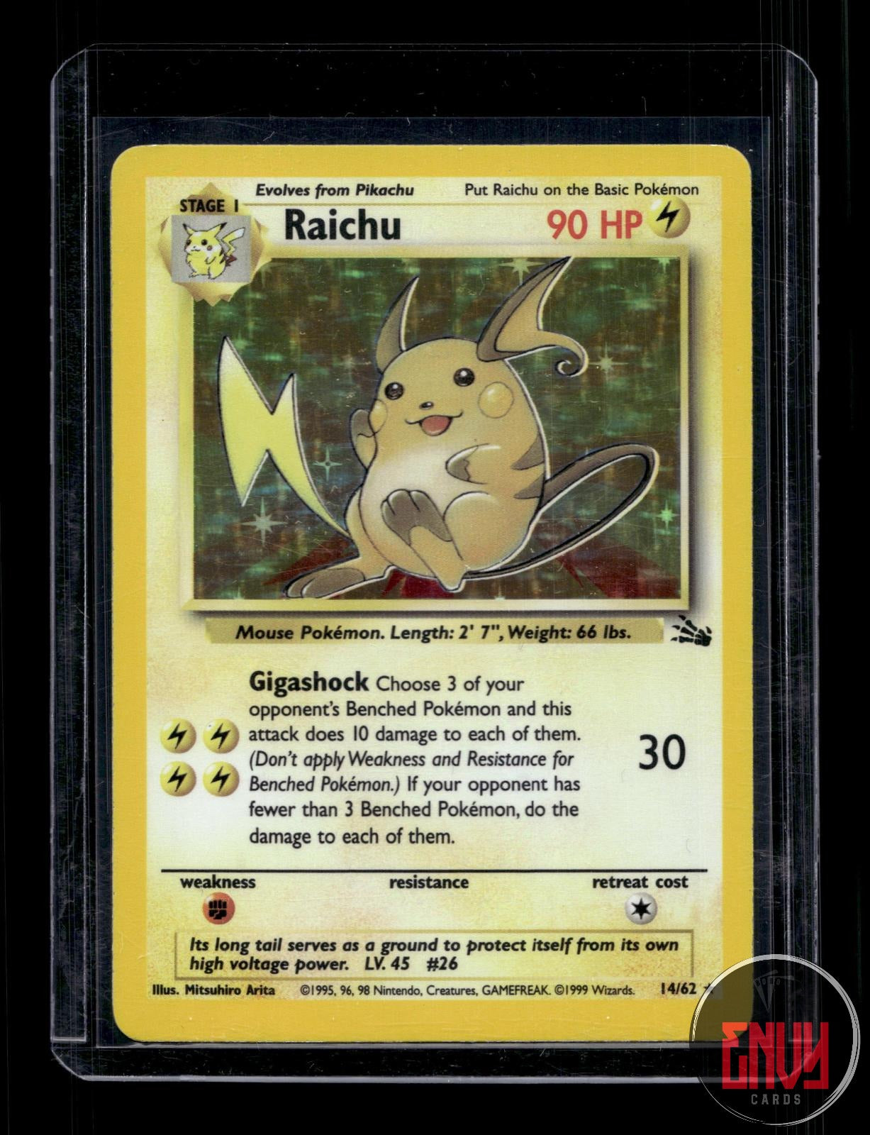 Raichu Moderately Played 14/62 Rare Fossil Pokemon Unlimited Holo