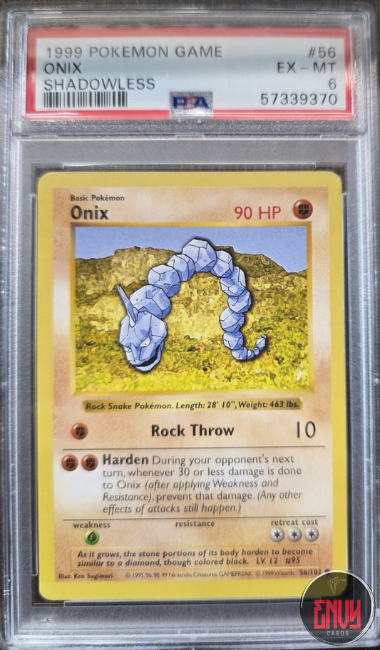 Onix 56/102 Shadowless Game Pokemon PSA 6