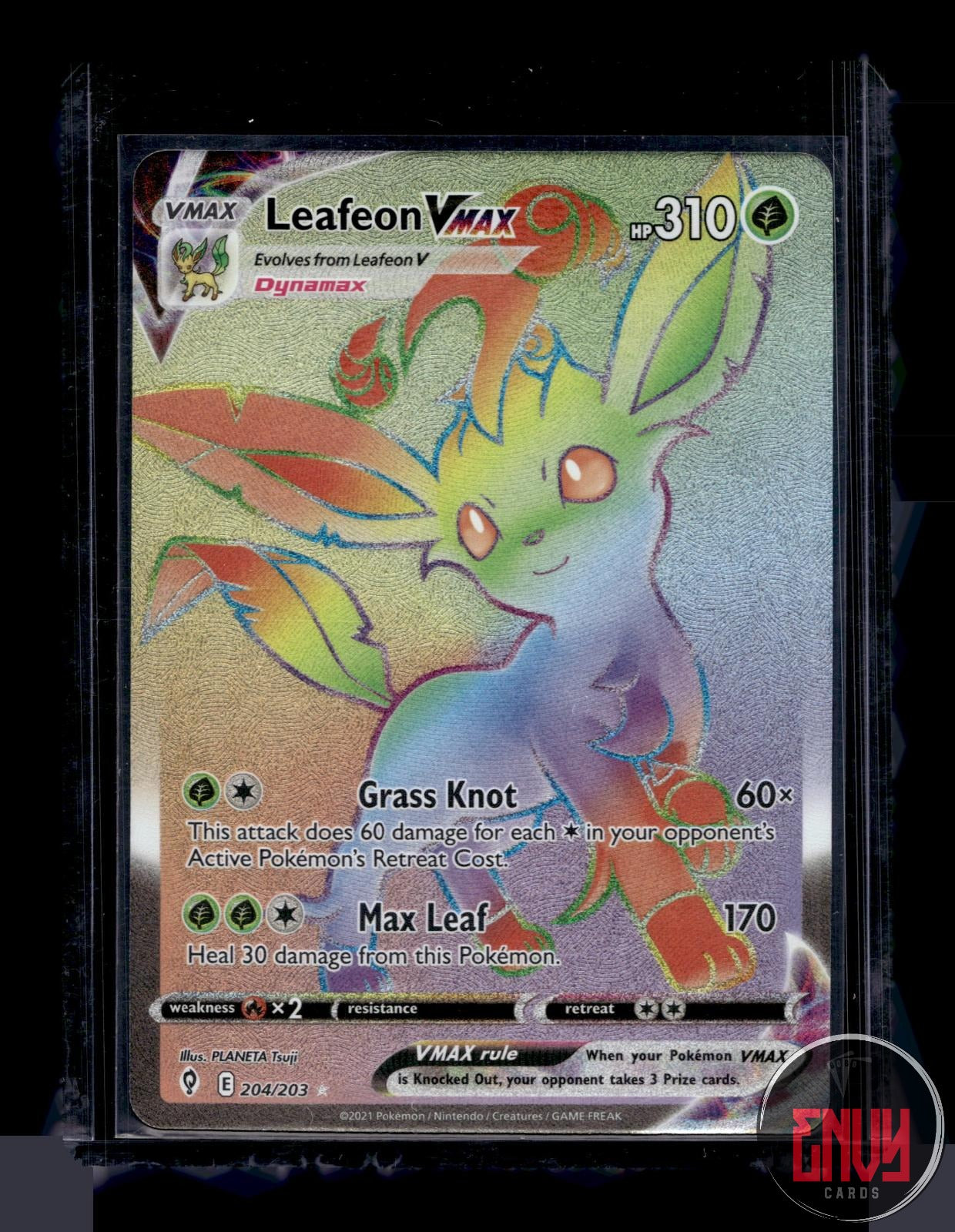 Leafeon VMAX Near Mint 204/203 Rainbow Rare Evolving Skies Pokemon Holo