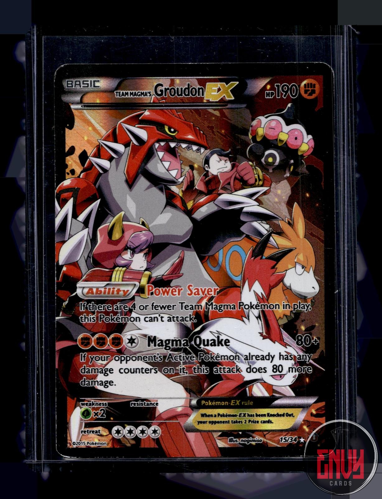 Team Magma's Groudon EX MP 15/34 Ultra Rare Double Crisis Pokemon Holo