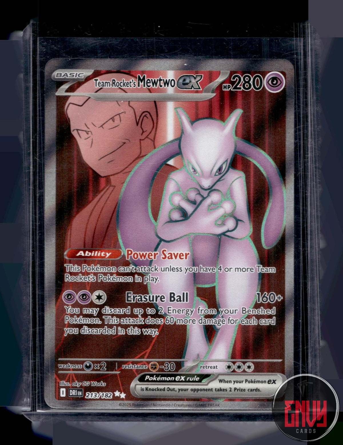 Team Rocket's Mewtwo ex NM 213/182 UR Destined Rivals Pokemon Holo