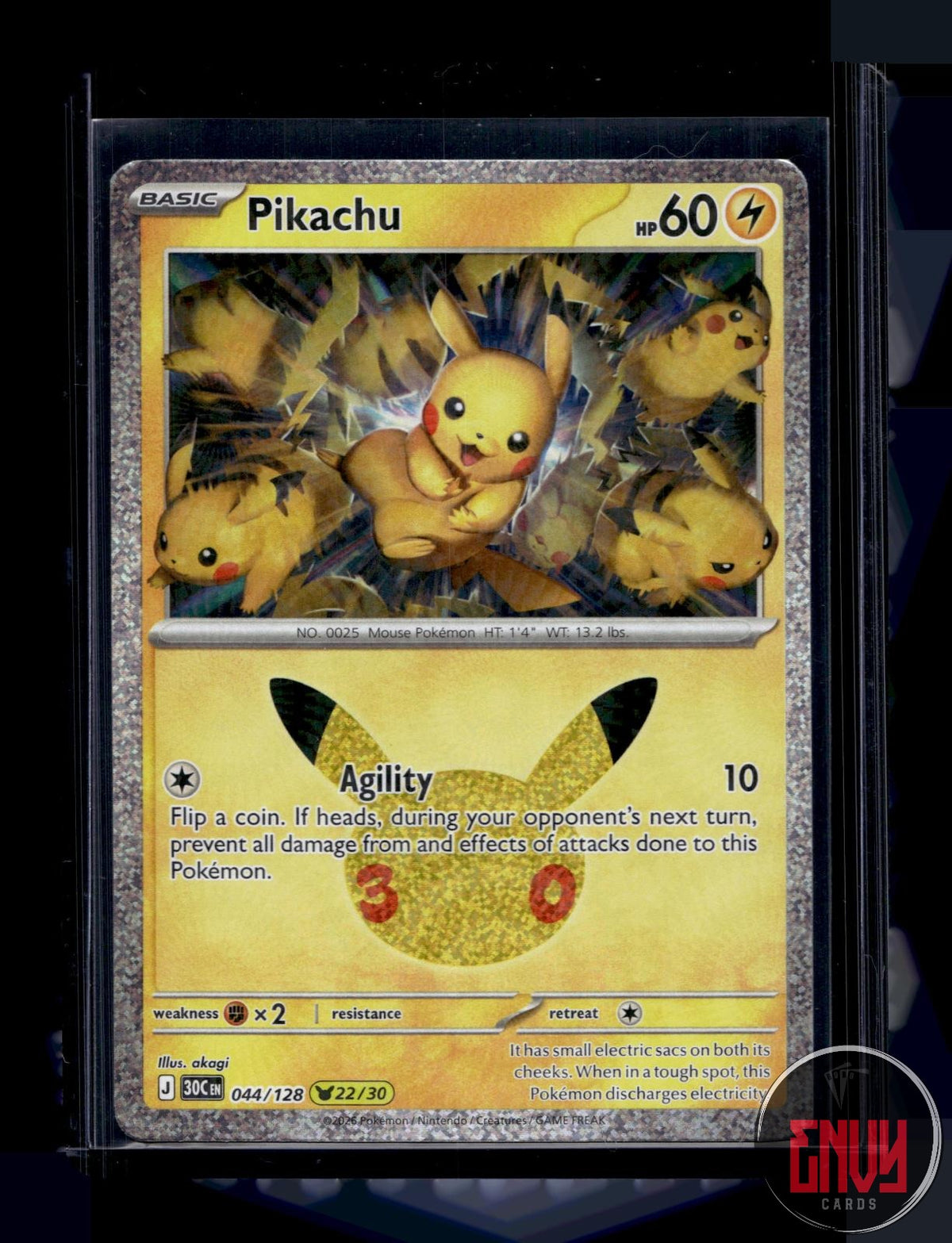 Pikachu NM 044/128 Pikachu Rare ME: 30th Celebration Pokemon Holo