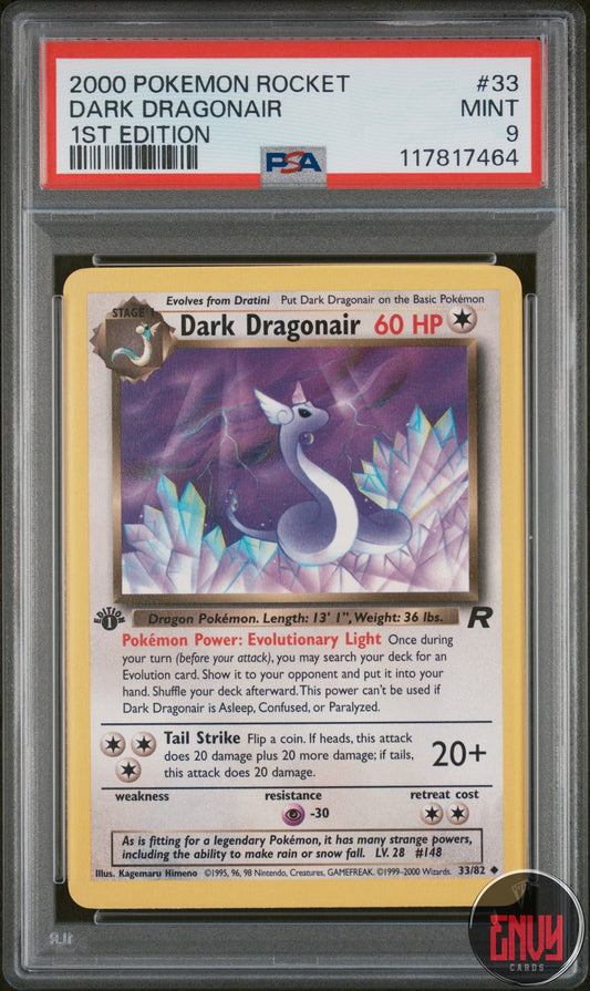 Dark Dragonair 33 1st Edition Rocket Pokemon PSA 9