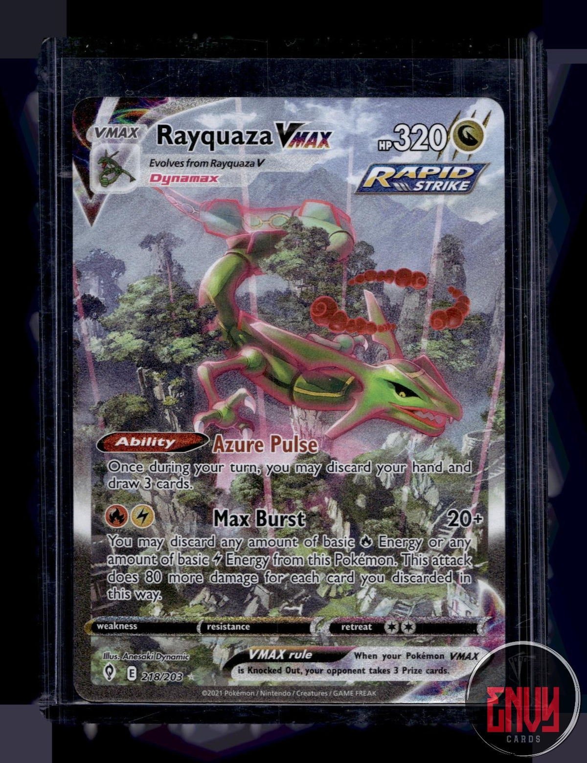 Rayquaza VMAX NM 218/203 Alternate Art Evolving Skies Pokemon Holo
