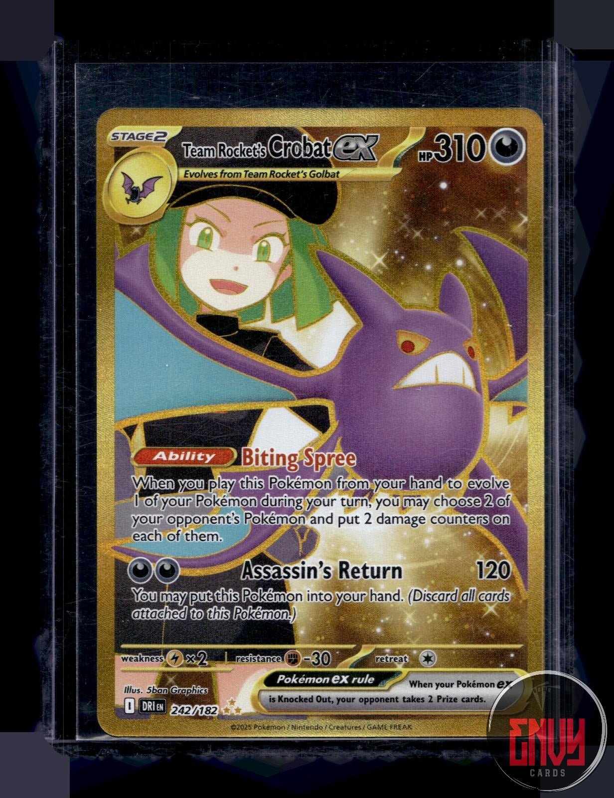 Team Rocket's Crobat ex NM 242/182 Hyper Rare Destined Rivals Pokemon Holo