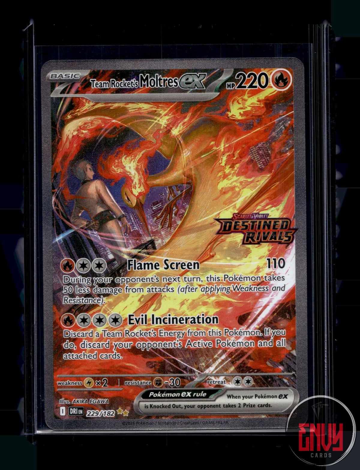 Team Rocket's Moltres ex (Destined Rivals Stamp) NM 229/182 MCAP Pokemon Holo