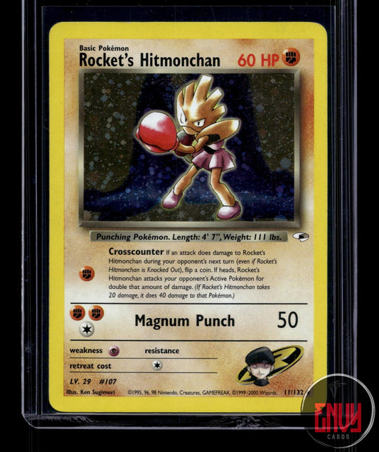 Rocket's Hitmonchan MP 11/132 R Gym Heroes Pokemon Unlimited Holo