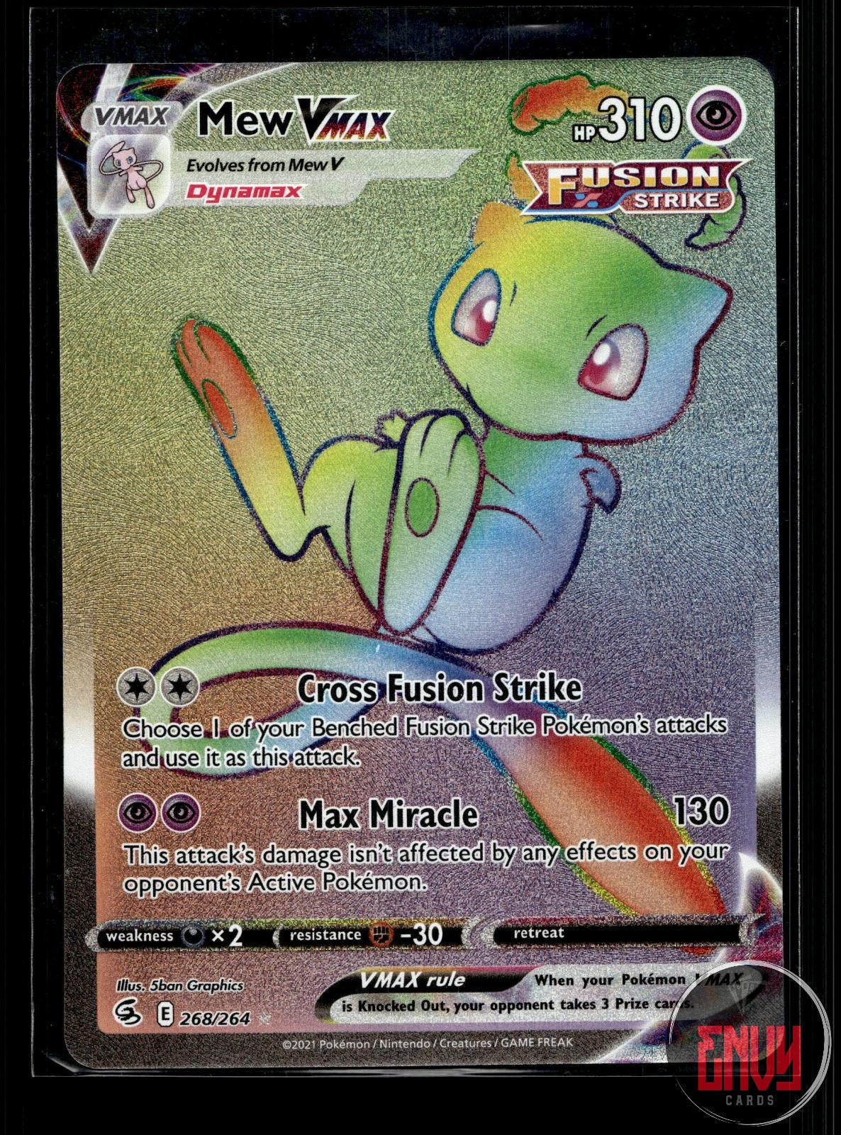 Mew VMAX NM 268/264 Rainbow Fusion Strike Pokemon Holo