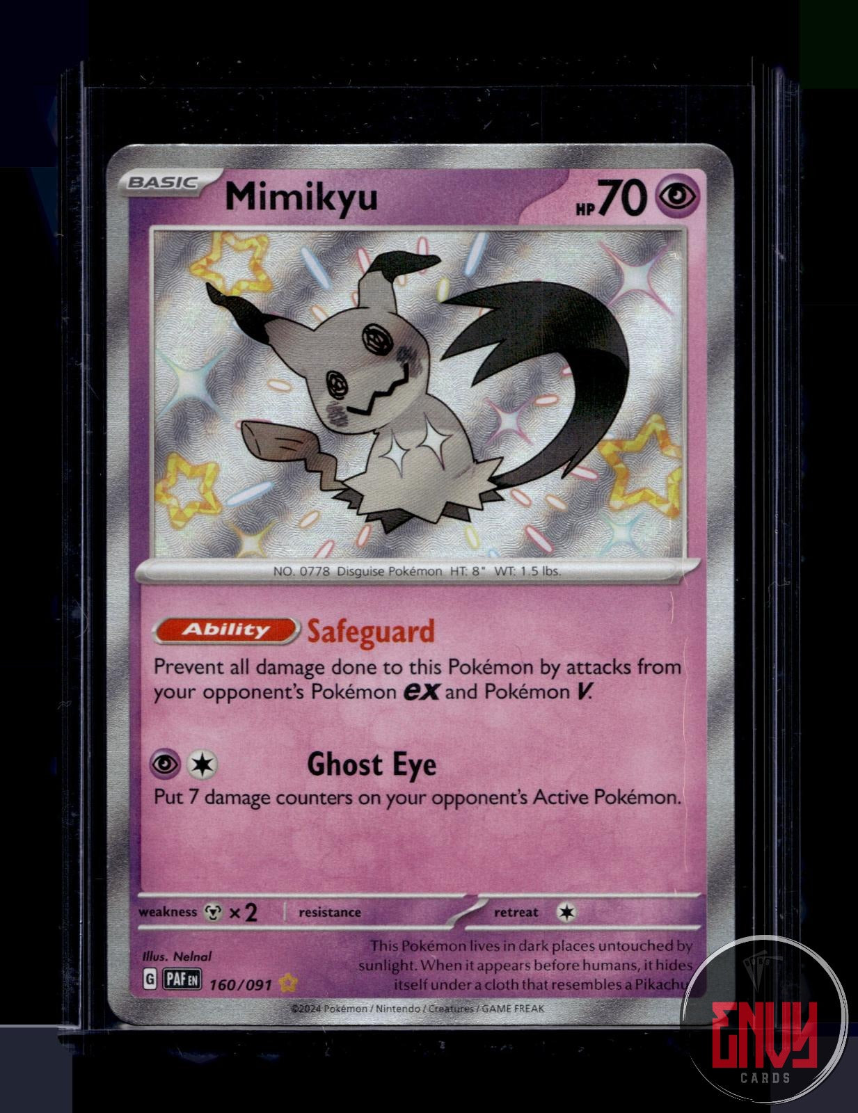 Mimikyu Lightly Played 160/091 Shiny Rare Paldean Fates Pokemon Holo