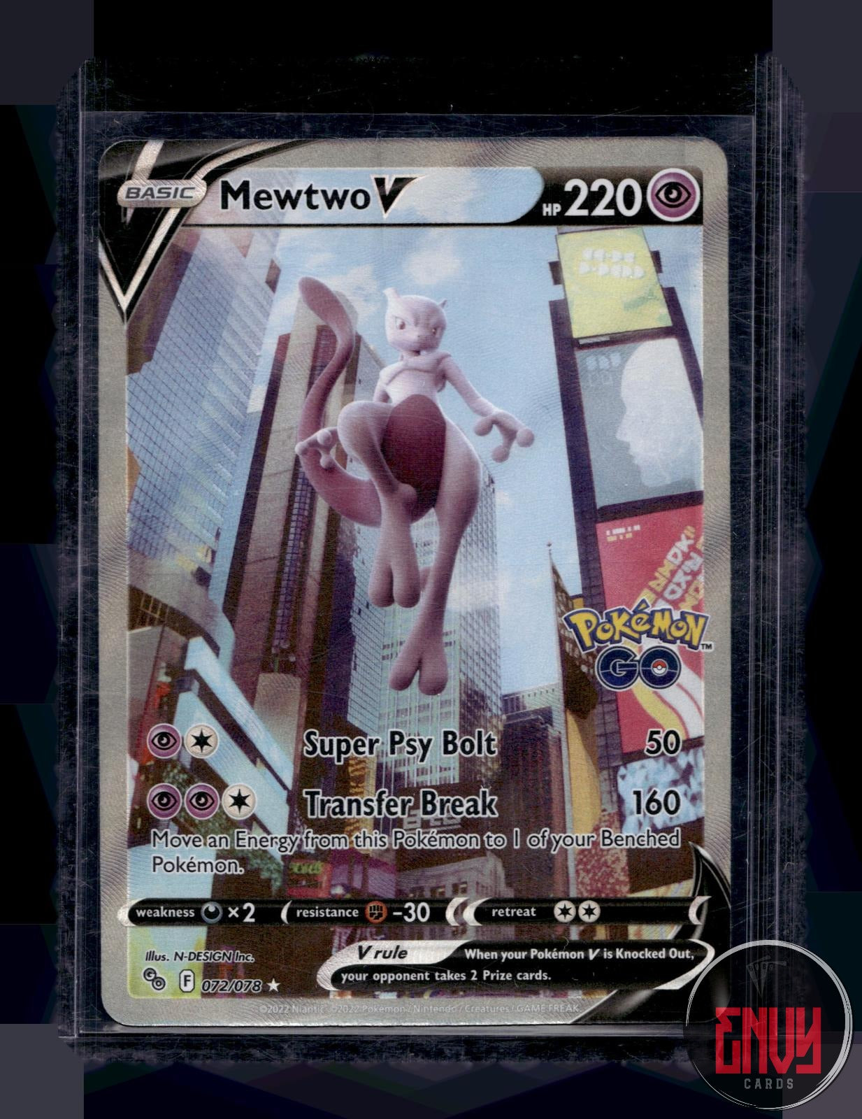 Mewtwo V Near Mint 072/078 Ultra Rare Pokemon GO Pokemon Holo