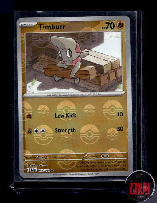 Timburr (Poke Ball Pattern) Near Mint 047/086 Common Black Bolt Pokemon