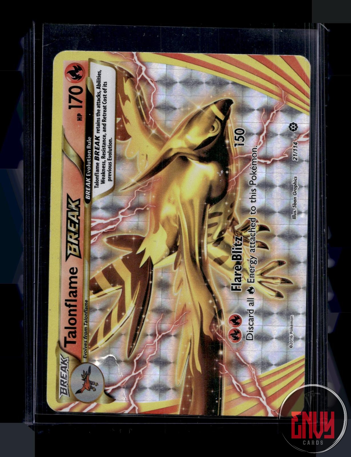 Talonflame BREAK Heavily Played 21/114 BREAK Rare Steam Siege Pokemon Holo