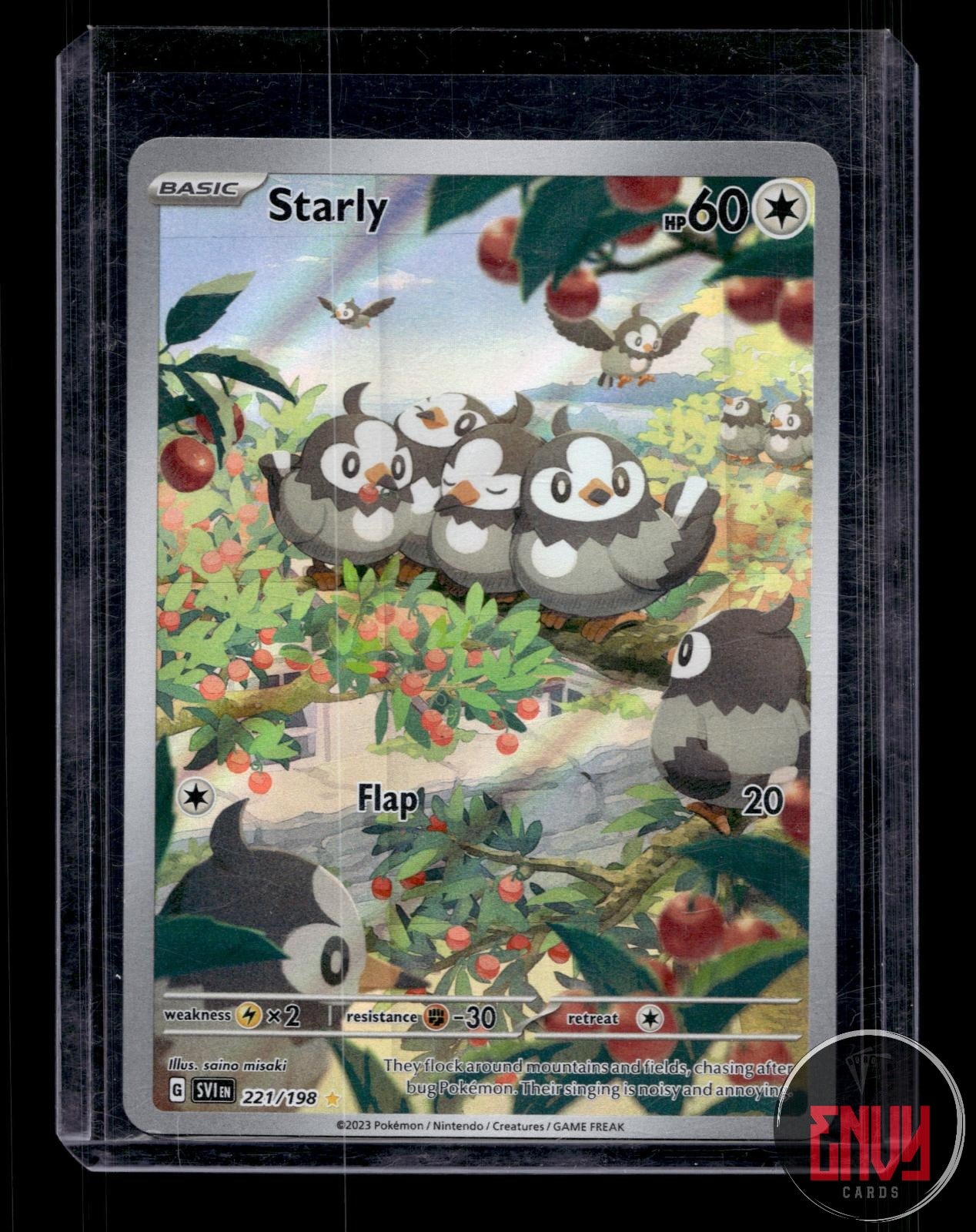 Starly Lightly Played 221/198 Illustration Rare Scarlet & Violet Pokemon Holo