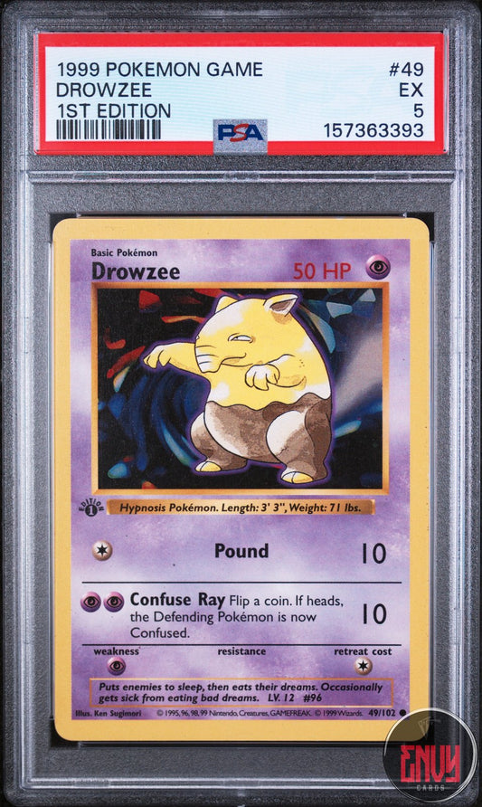 Drowzee 49/102 1st Edition Game Pokemon PSA 5