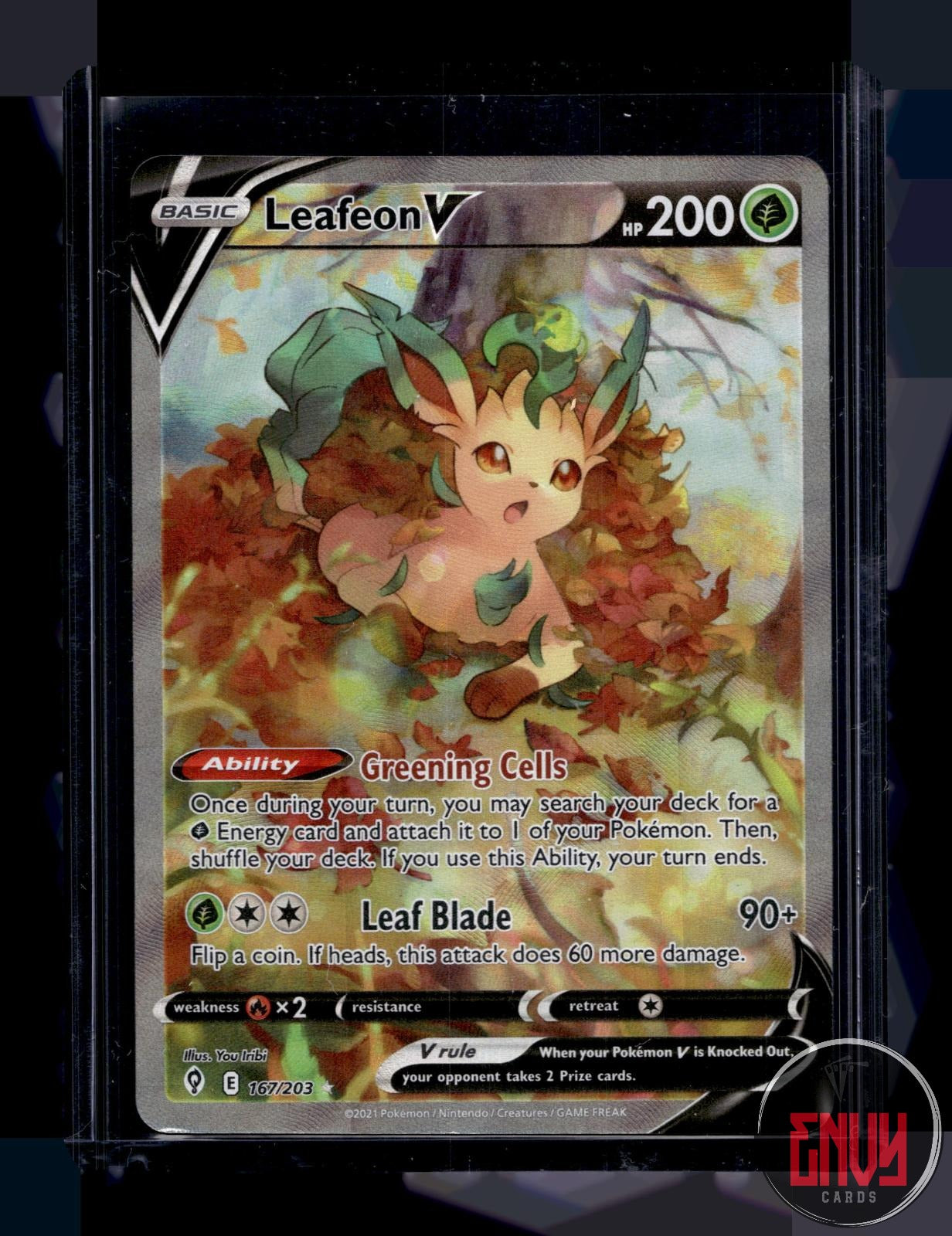 Leafeon V Near Mint 167/203 Ultra Rare Evolving Skies Pokemon Holo