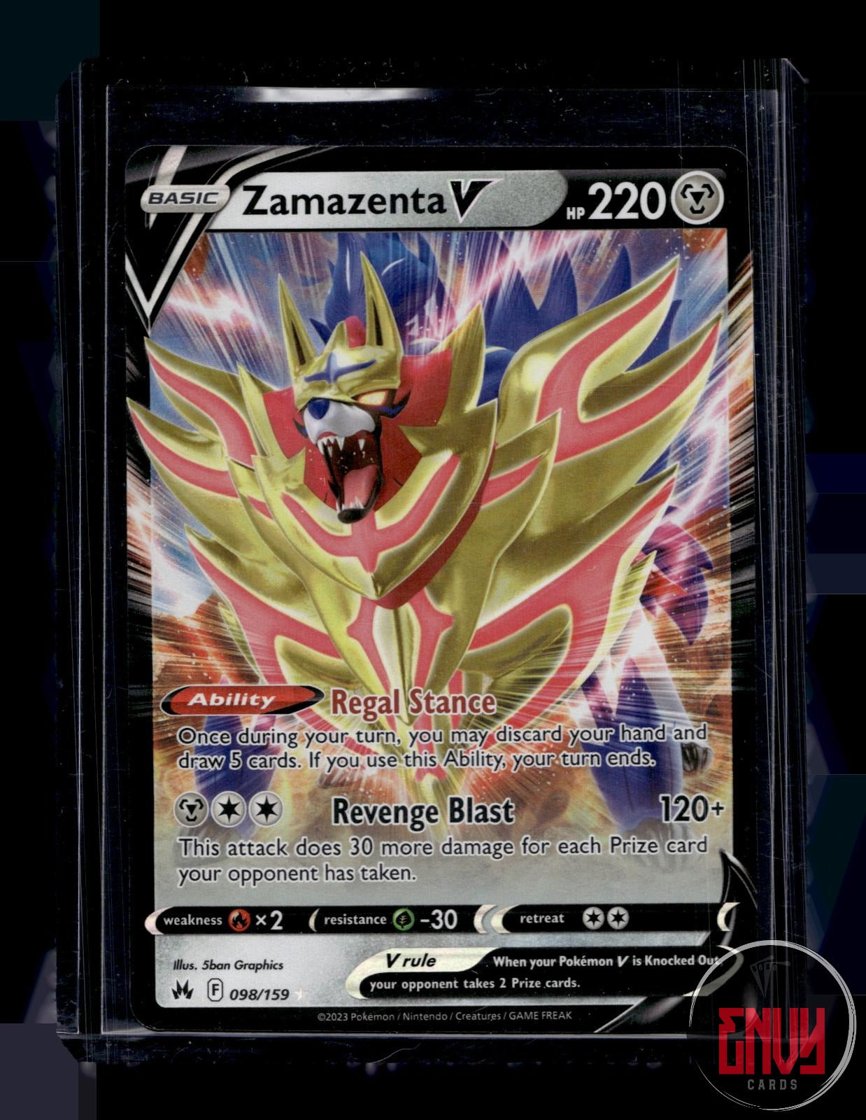 Zamazenta V Near Mint 098/159 V Rare Crown Zenith Pokemon Holo
