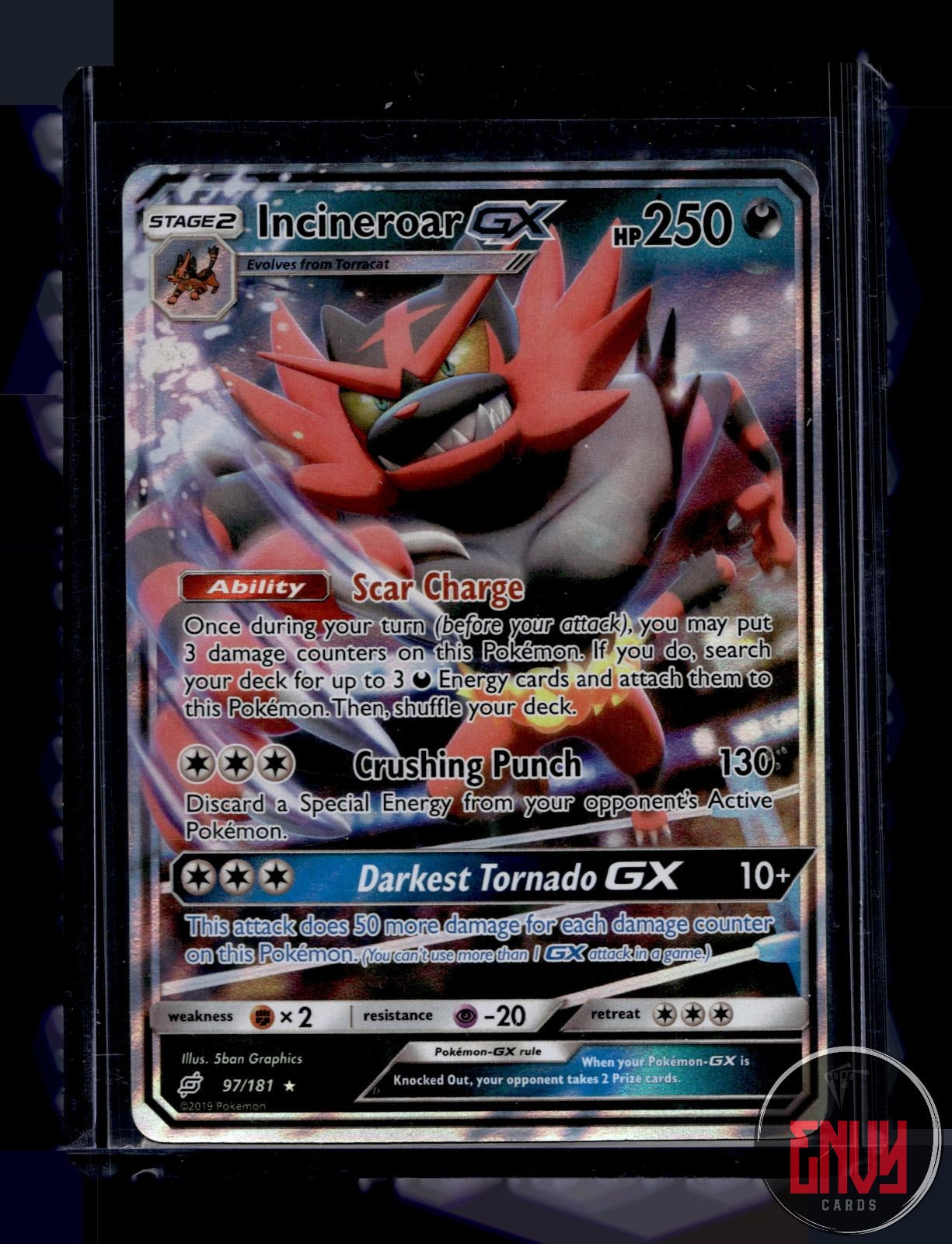 Incineroar GX Lightly Played 97/181 GX Rare Team Up Pokemon