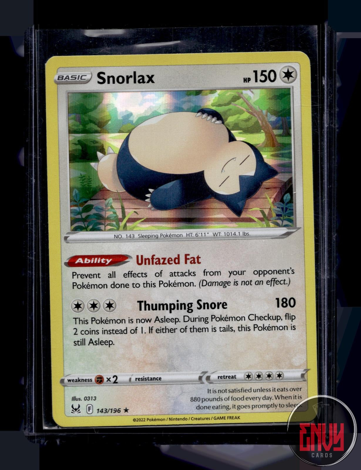 Snorlax Lightly Played 143/196 Rare Lost Origin Pokemon Holo