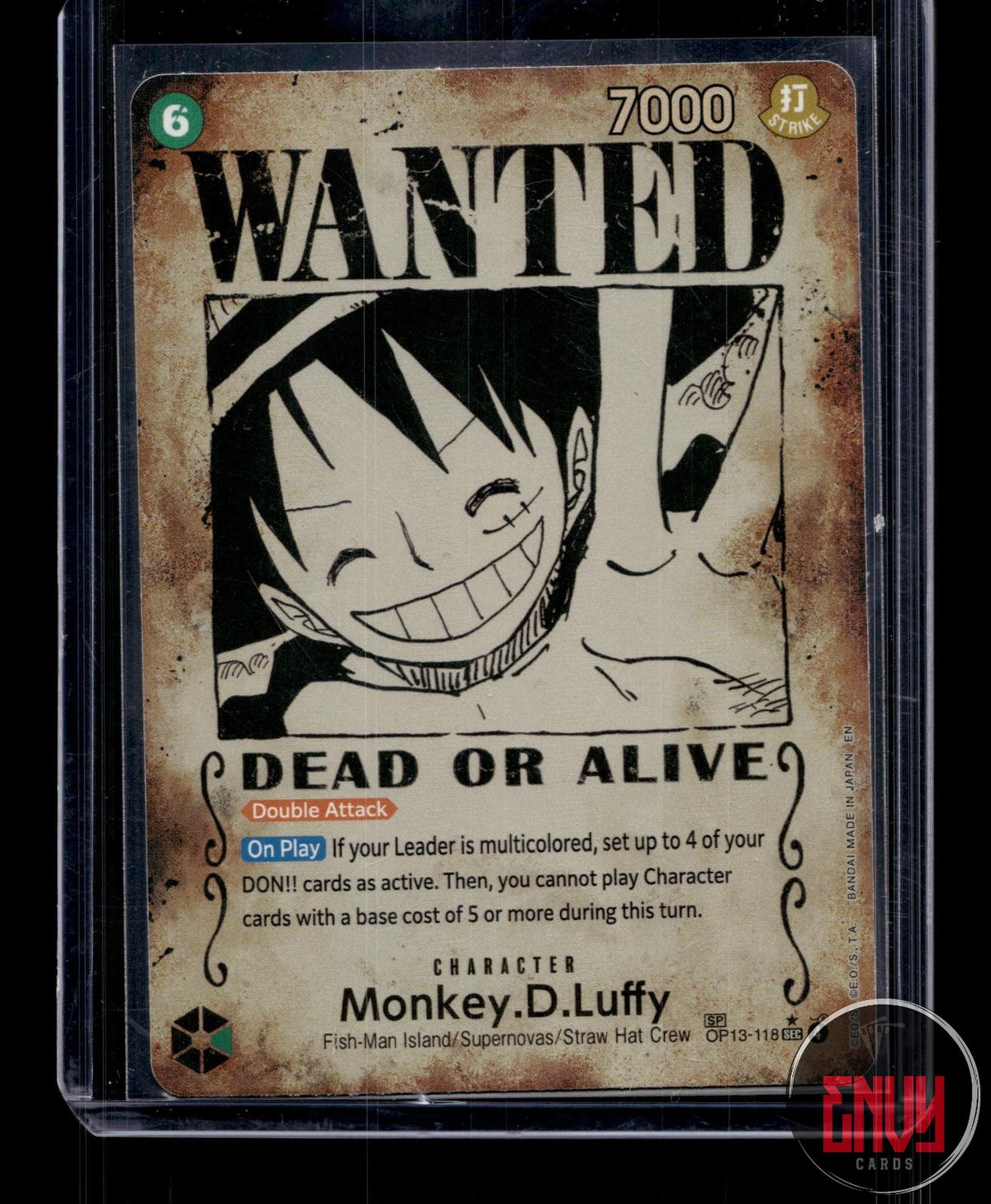 Monkey.D.Luffy (118) (Wanted Poster) NM OP13-118 Carrying On His Will One Piece