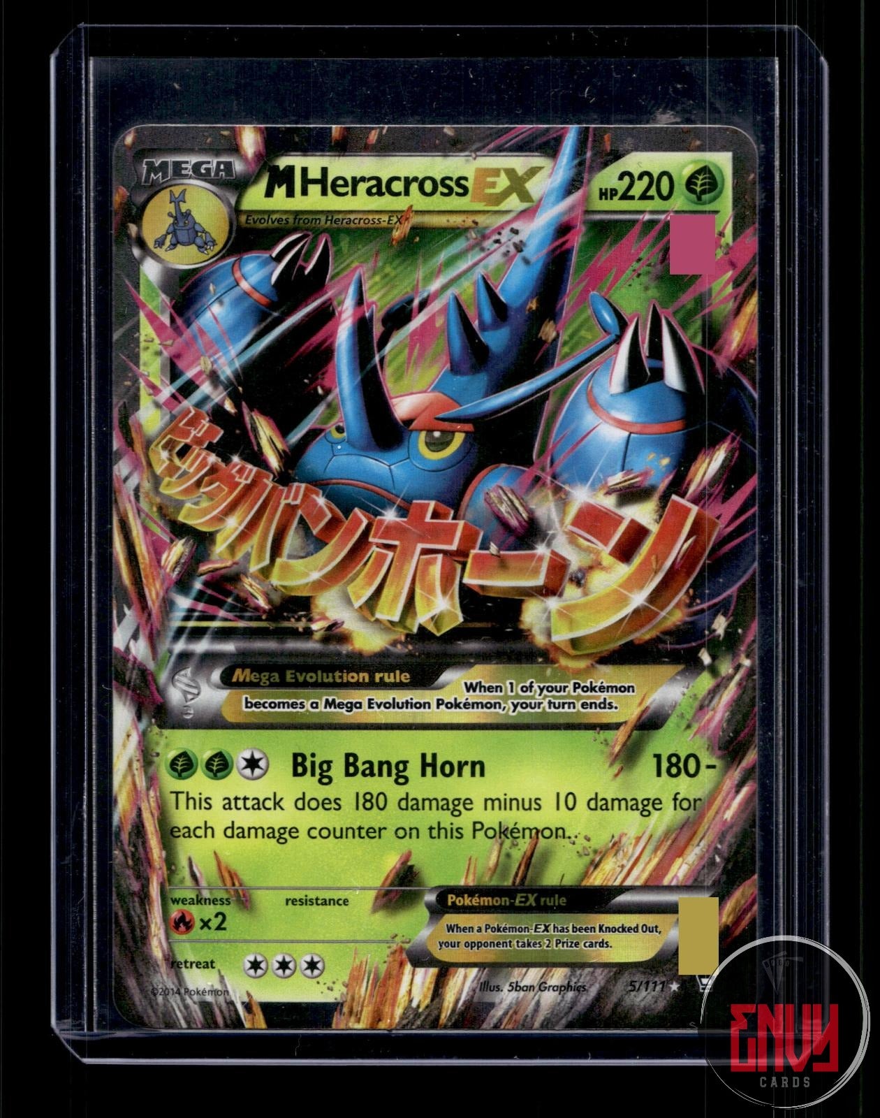 M Heracross EX Heavily Played 5/111 EX Rare Furious Fists Pokemon Holo