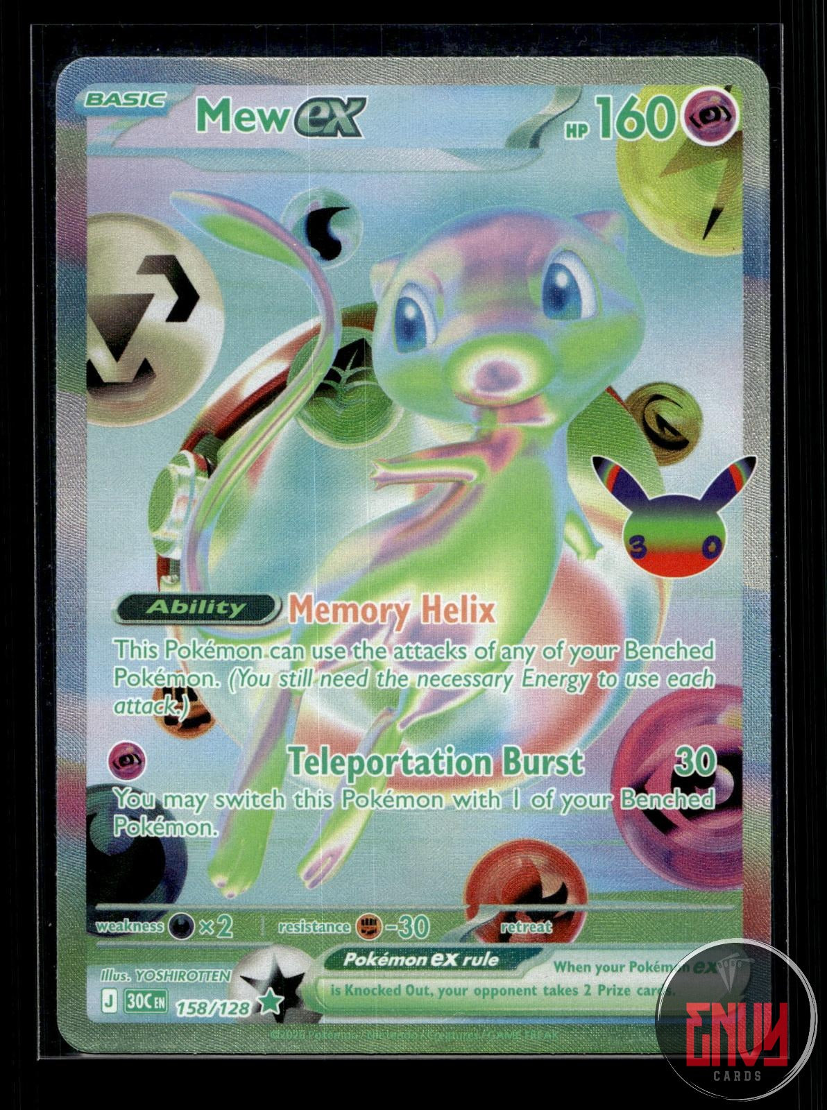 Mew ex NM 158/128 Futuristic Rare ME: 30th Celebration Pokemon Holo