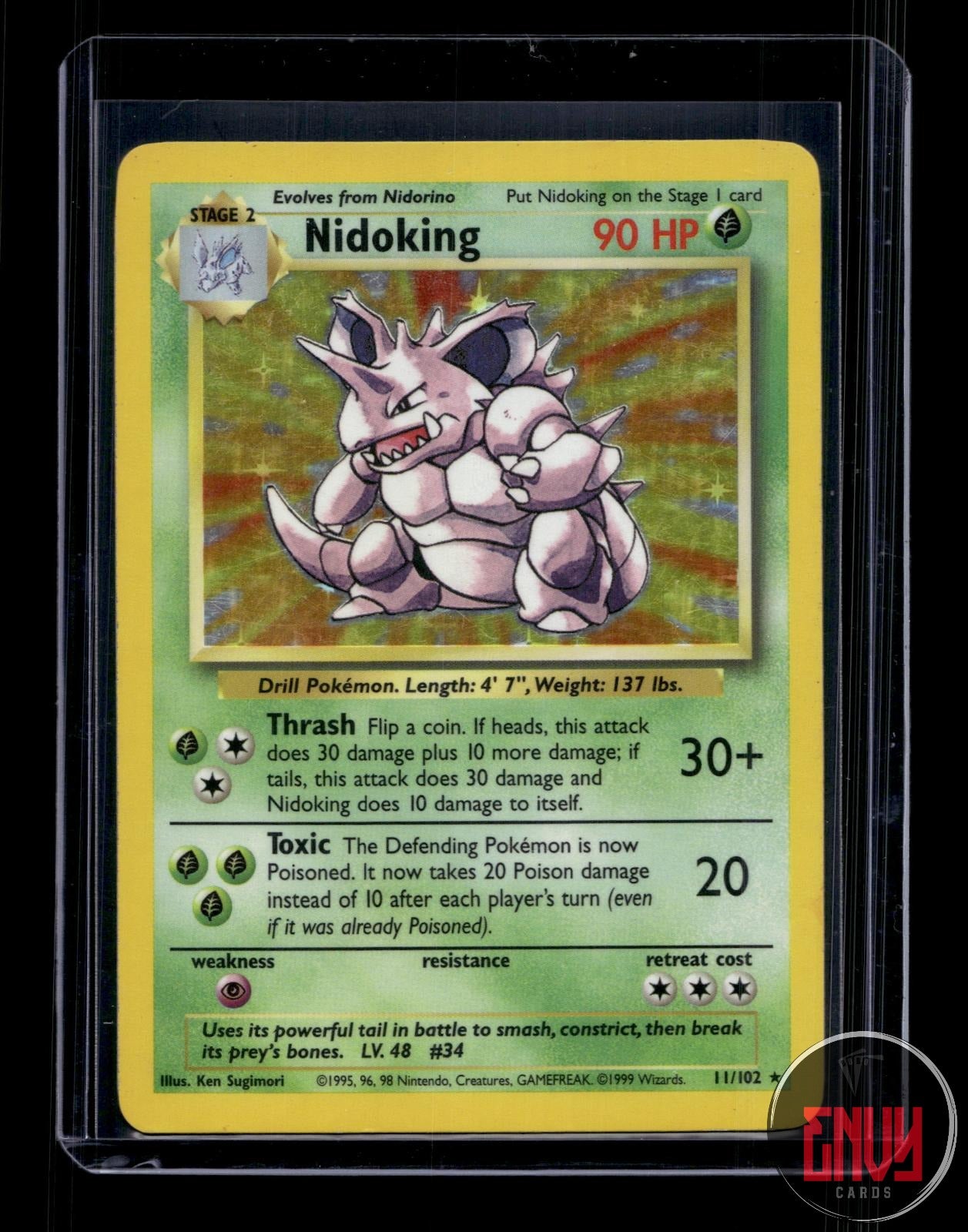 Nidoking Moderately Played 11/102 Holo Rare Base Set Unlimited Pokemon