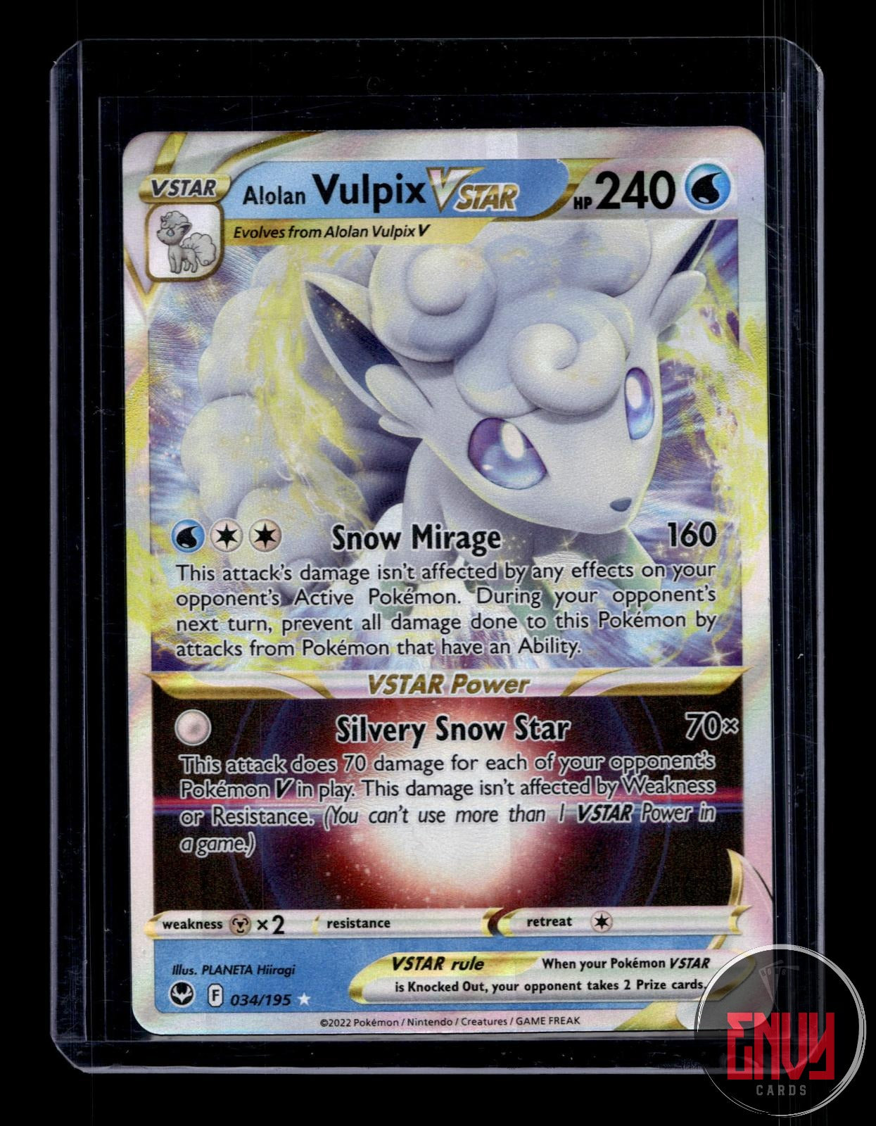 Alolan Vulpix VSTAR Near Mint 034/195 VSTAR Rare Silver Tempest Pokemon