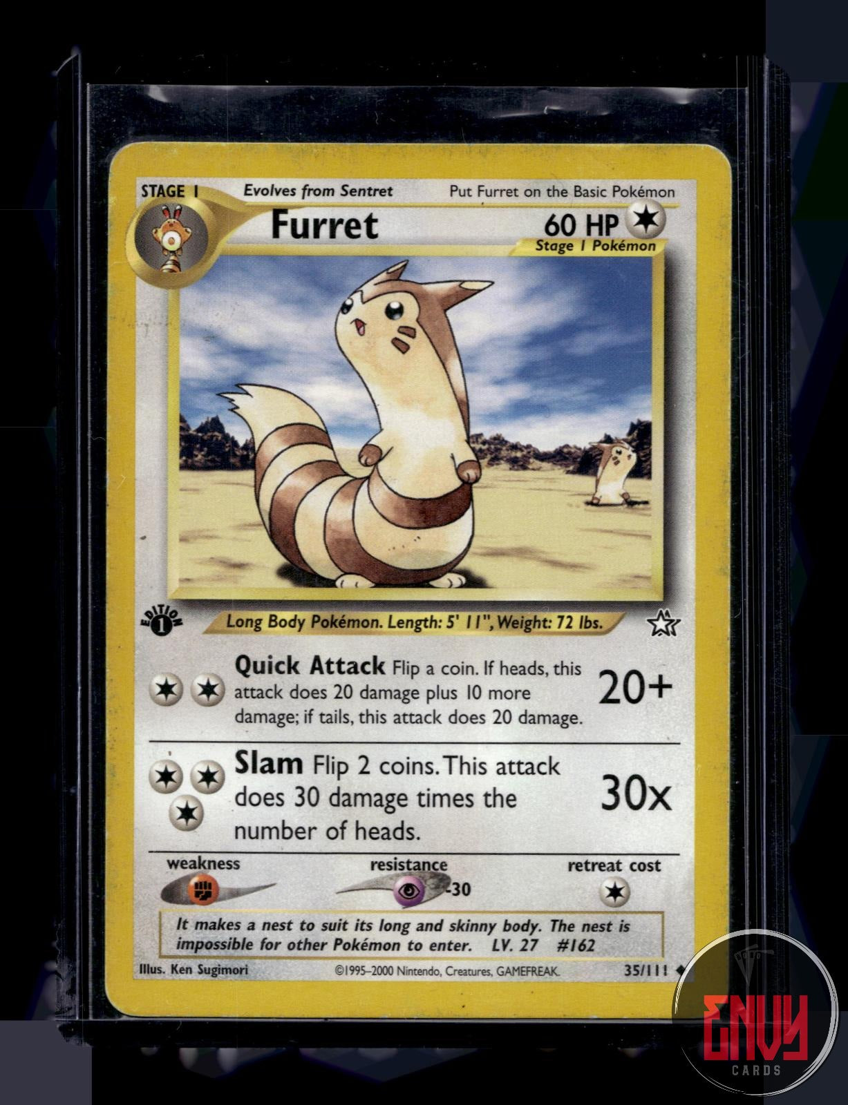 Furret Heavily Played 35/111 Uncommon Neo Genesis Pokemon 1st Edition
