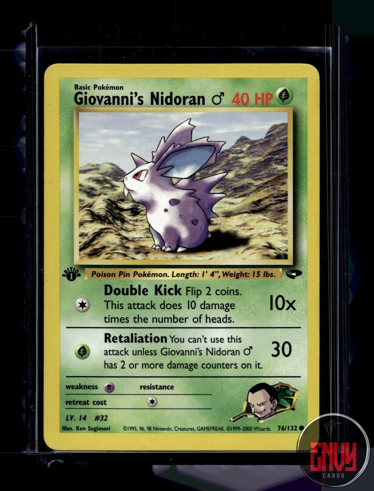 Giovanni's Nidoran M LP 76/132 Common Gym Challenge Pokemon 1st Edition