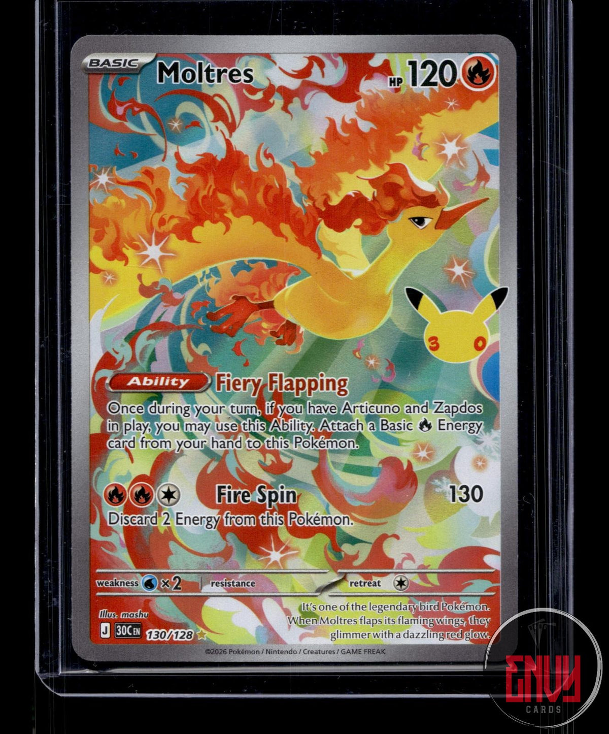 Moltres NM 130/128 IR ME: 30th Celebration Pokemon Holo