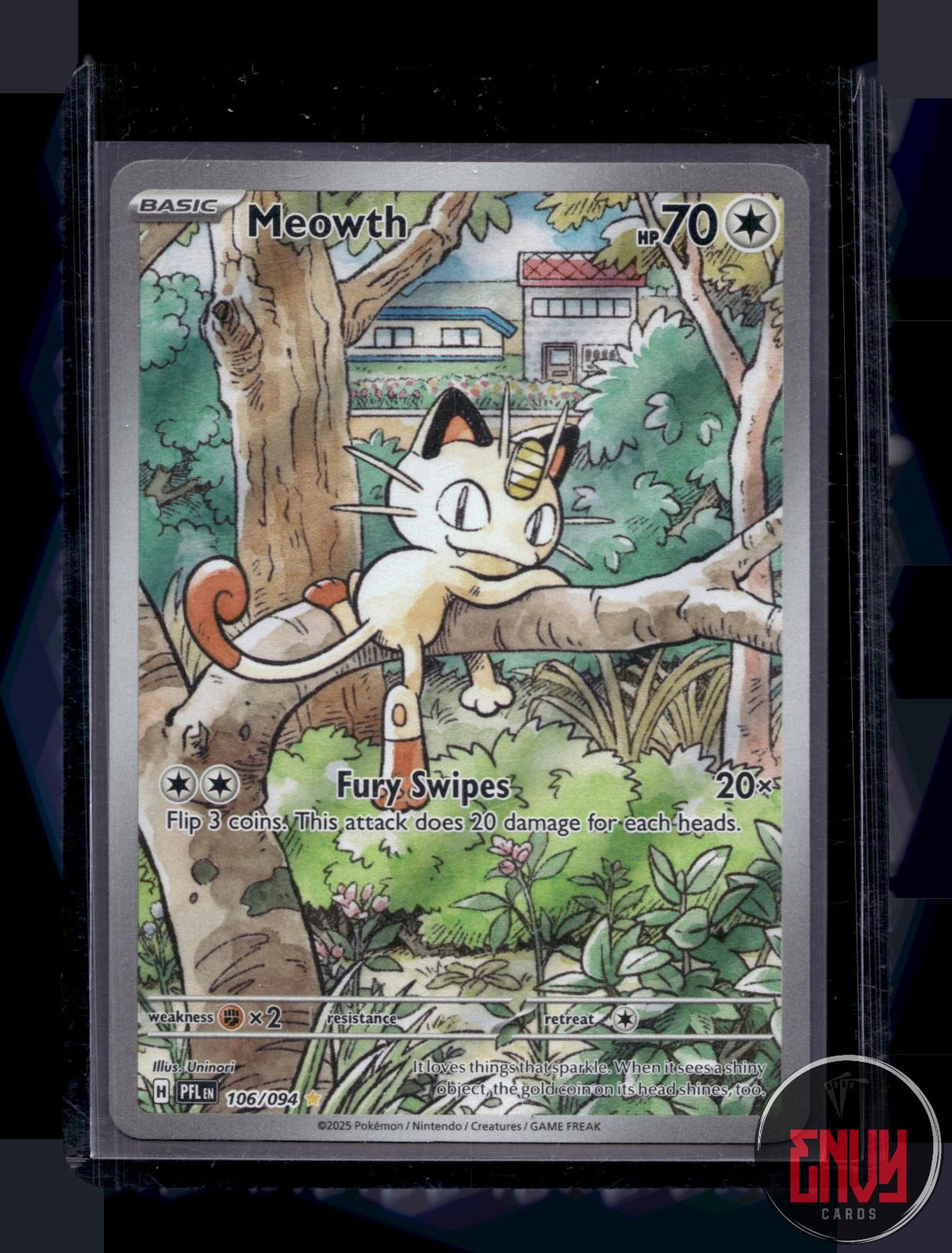 Meowth NM 106/094 IR Phantasmal Flames Pokemon Holo