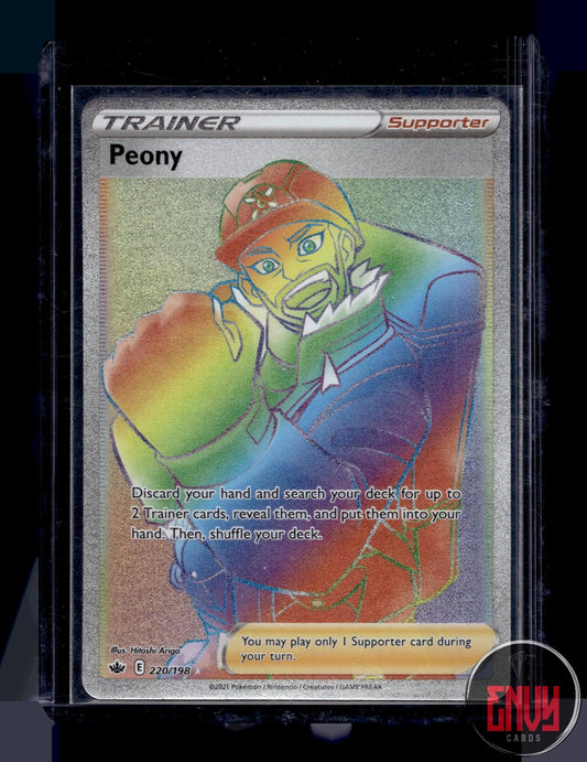 Peony Near Mint 220/198 Rainbow Rare Chilling Reign Pokemon Holo