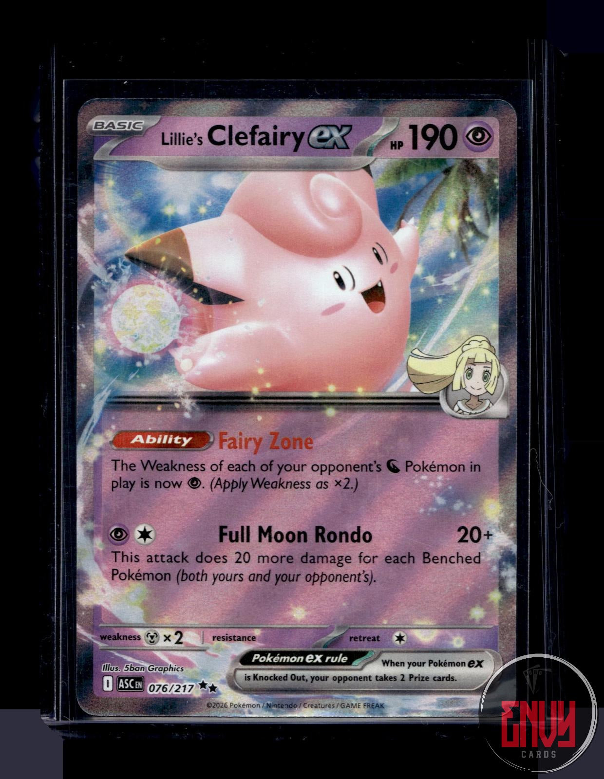 Lillie's Clefairy ex Near Mint 076/217 Double Rare Ascended Heroes Pokemon