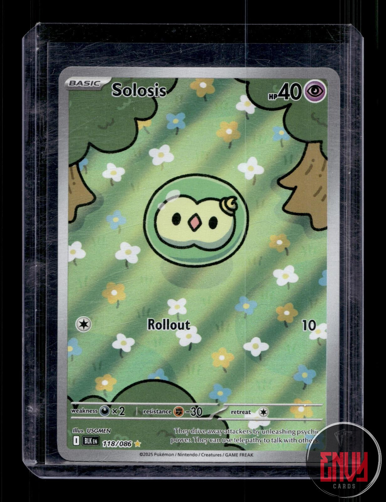 Solosis Near Mint 118/086 Illustration Rare Black Bolt Pokemon Holo