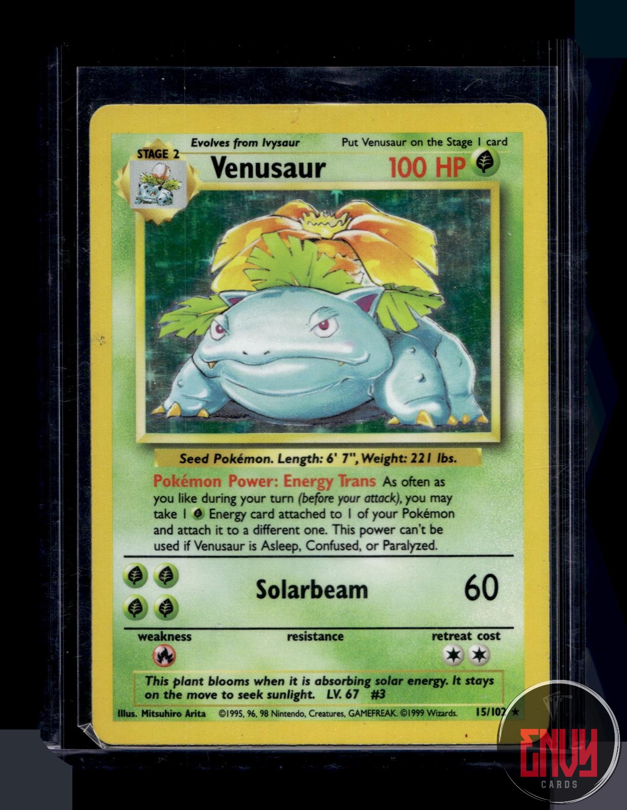 Venusaur Moderately Played 15/102 Holo Rare Base Set Unlimited Pokemon Holo