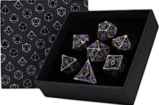 Let's Play Games LPG Dice: Dragon Hollow Dice Set - Metal/Purple