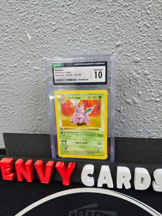 Nidorino Base Set 1st Edition Shadowless CGC 10