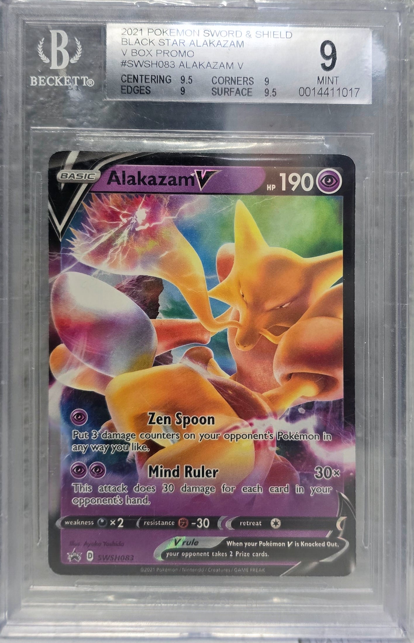 Alakazam V Sword and Shield Promo SWSH083 Beckett 9