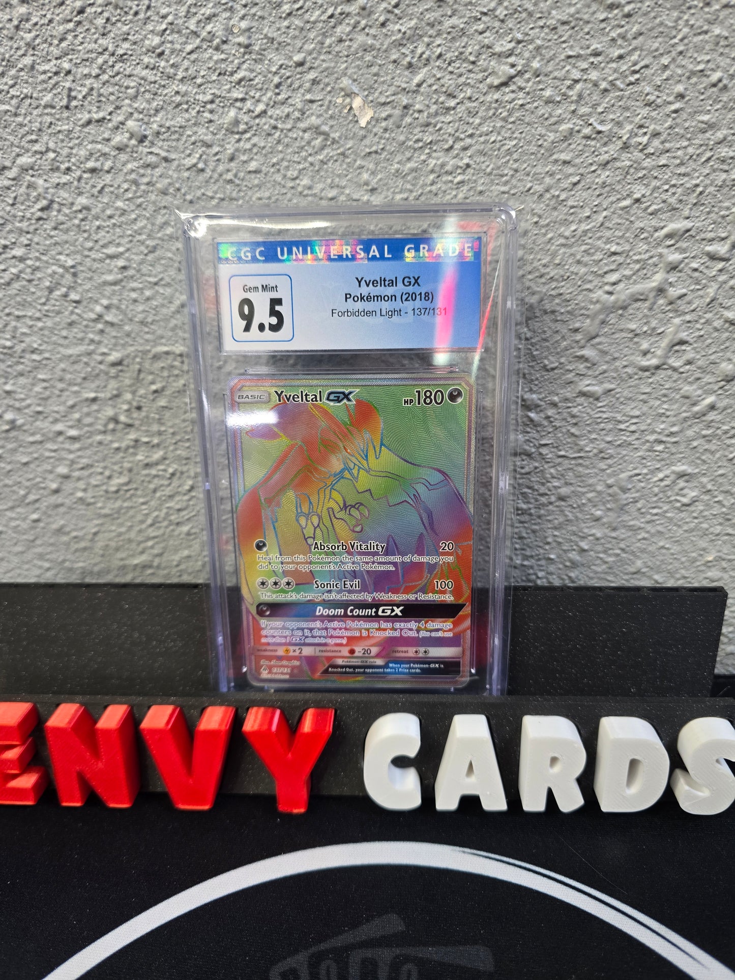 Yveltal GX Rainbow 137/131 Forbidden Light CGC 9.5 Blue Label