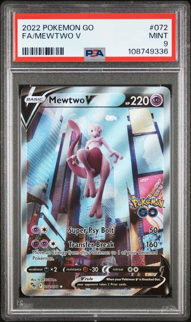 Mewtwo V Alt Art Pokemon Go 072/078 PSA 9