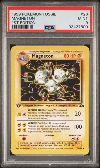 Magneton 1st Edition Non Holo Fossil 26/62 PSA 9